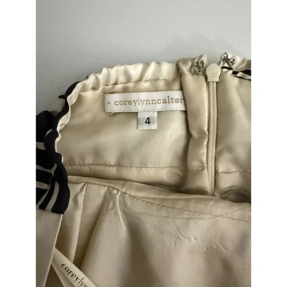 Corey Lynn Calter Striped Strapless Dress Black White Silk Size 4 Knee Length - Picture 3 of 7